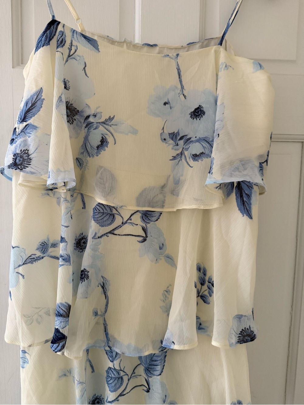A New Day White Blue Chiffon Dress XL - Picture 4 of 7